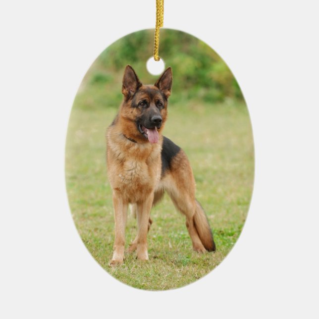 German shepherd dog ceramic tree decoration (Front)