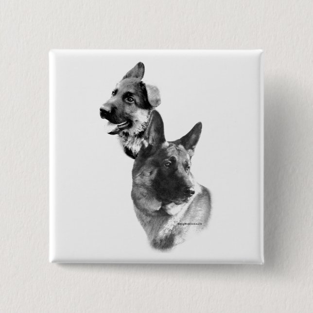 German Shepherd Dog Charcoal 2 15 Cm Square Badge (Front)