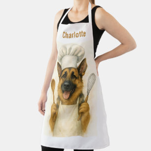 German Shepherd Dog Chef Personalized Name Apron