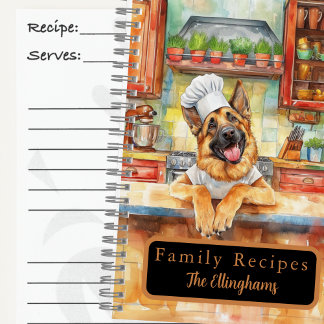 German Shepherd Dog Chef Spiral Recipe Book