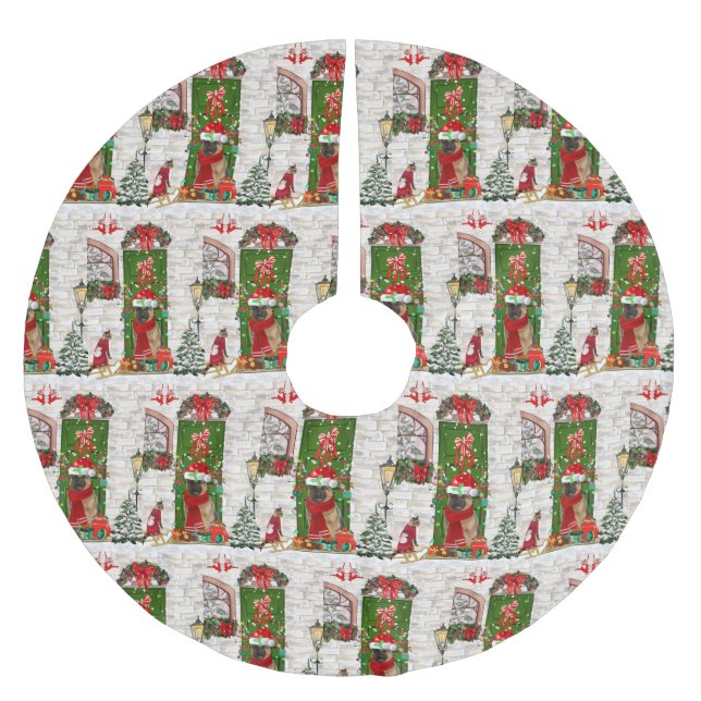German Shepherd Dog Christmas  Brushed Polyester Tree Skirt (Front)
