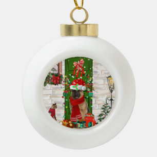 German Shepherd Dog Christmas Ceramic Ball Christmas Ornament