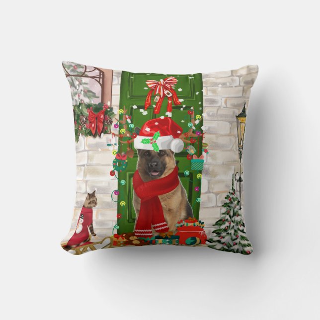 German Shepherd Dog Christmas Cushion (Front)