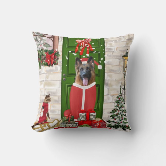 German Shepherd Dog Christmas  Cushion (Front)