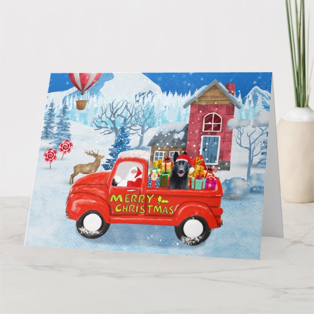 German Shepherd Dog Christmas Delivery Truck Snow  Card (Front)