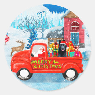 German Shepherd Dog Christmas Delivery Truck Snow  Classic Round Sticker