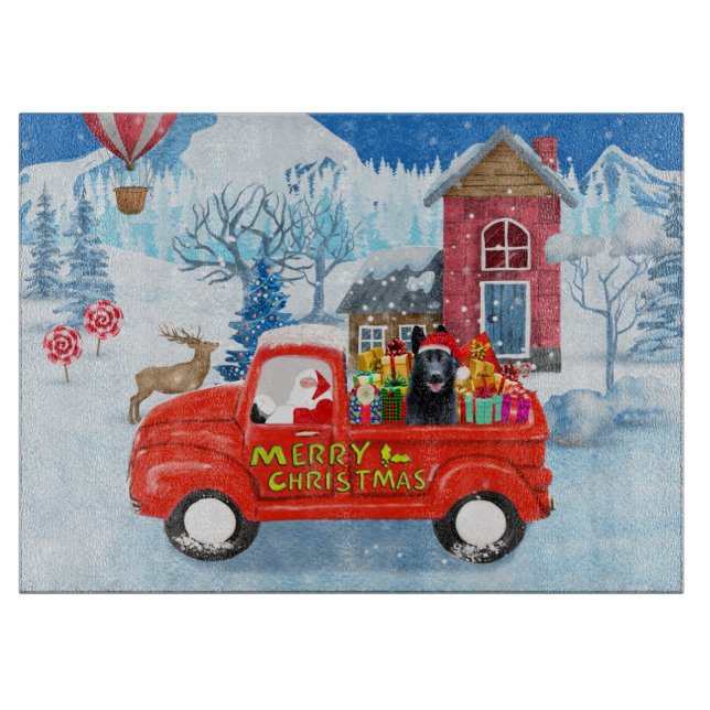 German Shepherd Dog Christmas Delivery Truck Snow  Cutting Board (Front)