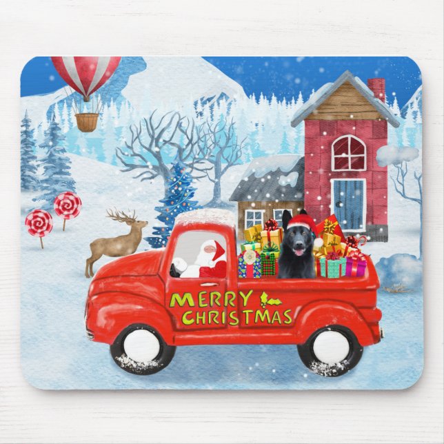 German Shepherd Dog Christmas Delivery Truck Snow  Mouse Pad (Front)