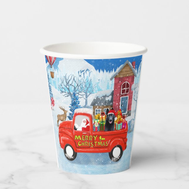 German Shepherd Dog Christmas Delivery Truck Snow Paper Cups (Front)