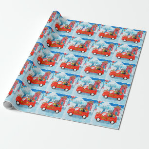 German Shepherd Dog Christmas Delivery Truck Snow Wrapping Paper