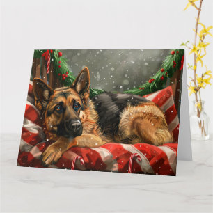 German Shepherd Dog Christmas Festive Card