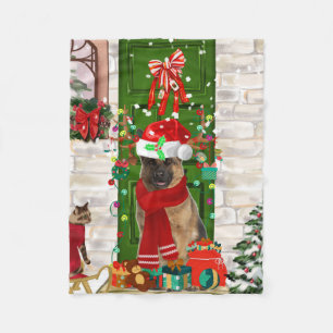 German Shepherd Dog Christmas  Fleece Blanket