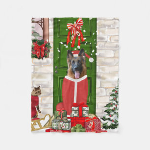 German Shepherd Dog Christmas Fleece Blanket