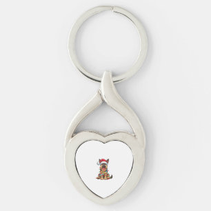 German Shepherd Dog Christmas Lights Santa Hat Xma Key Ring