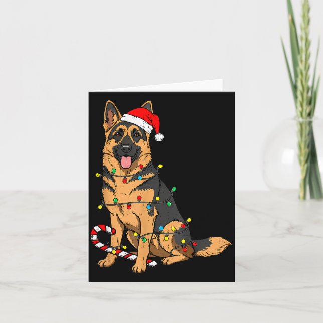 German Shepherd Dog Christmas Lights Xmas Pet Dog  Card (Front)