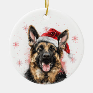 German Shepherd Dog Christmas Personalized Ceramic Ornament