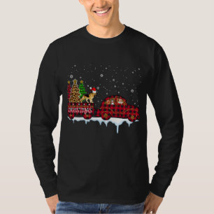 German Shepherd Dog Christmas Red Plaid Truck Xmas T-Shirt