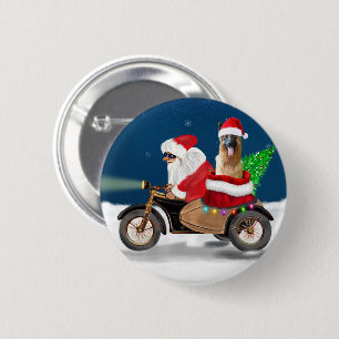 German Shepherd dog Christmas Santa Claus   6 Cm Round Badge