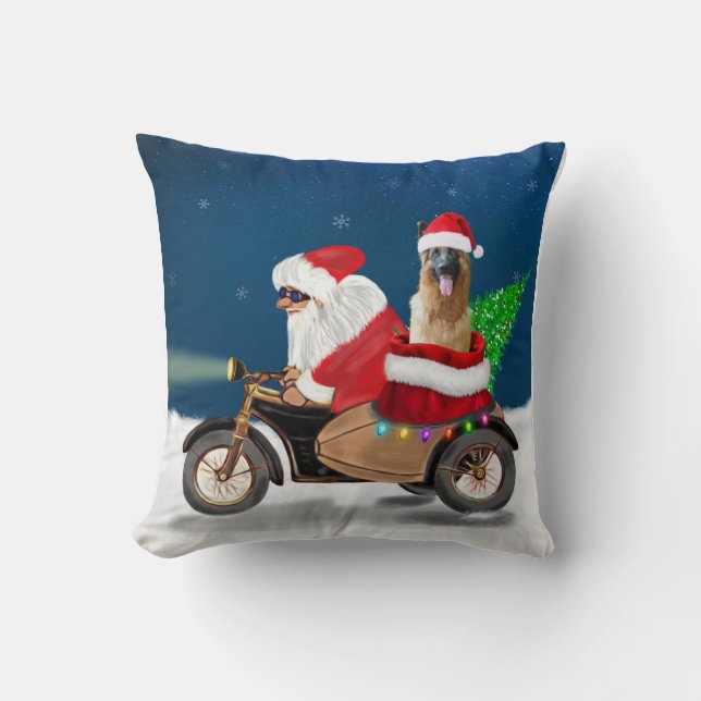 German Shepherd dog Christmas Santa Claus  Cushion (Front)