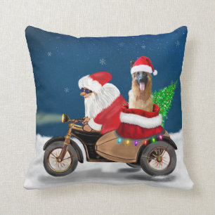 German Shepherd dog Christmas Santa Claus  Cushion