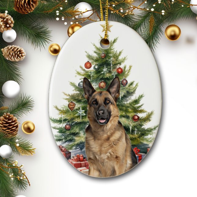 German Shepherd Dog Christmas Tree Ceramic Ornament (Creator Uploaded)