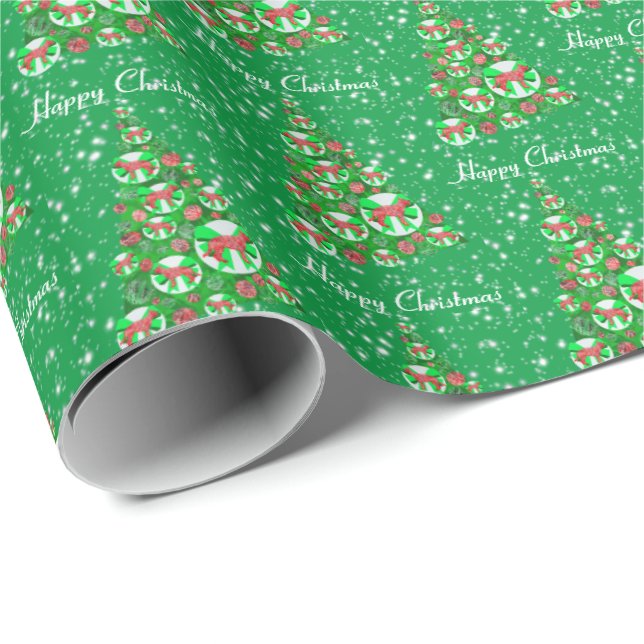 German Shepherd Dog Christmas Tree Holiday Green Wrapping Paper (Roll Corner)