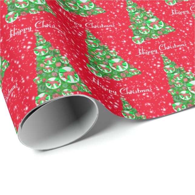 German Shepherd Dog Christmas Tree Holiday Red Wra Wrapping Paper (Roll Corner)