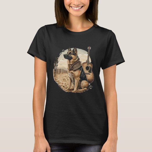 German shepherd Dog Country Music American Rodeo   T-Shirt (Front)