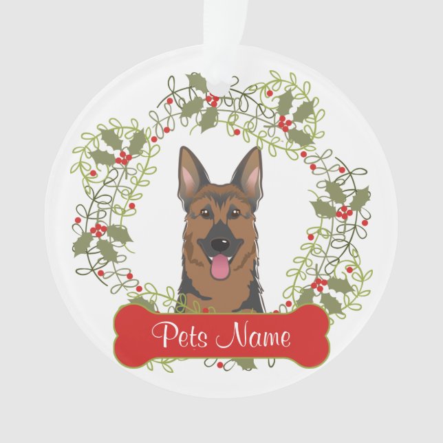 German Shepherd Dog Customisable Ornament (Front)