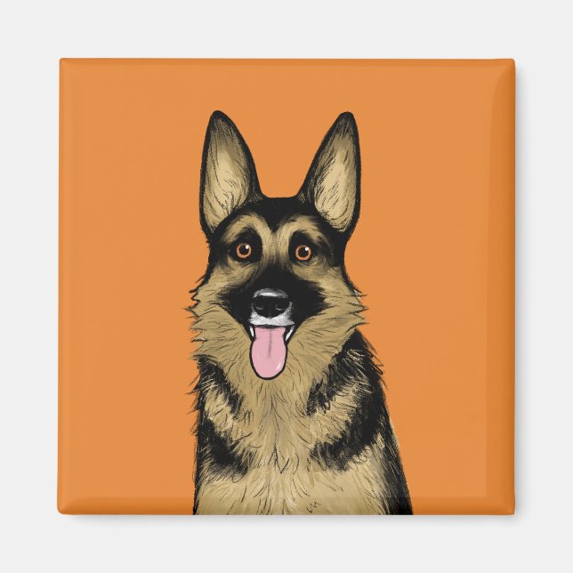 German Shepherd Dog | Cute Pet Lover's Art Magnet (Front)