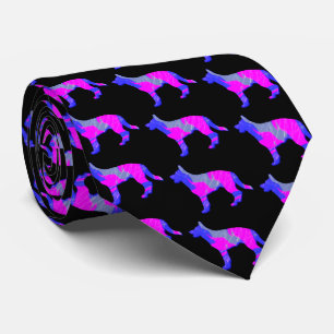 German Shepherd Dog Cute Pink Silhouette Black Tie