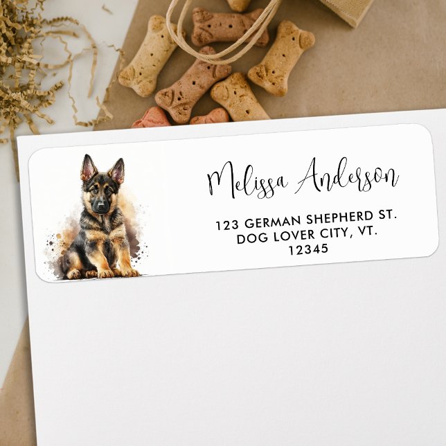 German Shepherd Dog Cute Puppy Return Address Label (Creator Uploaded)