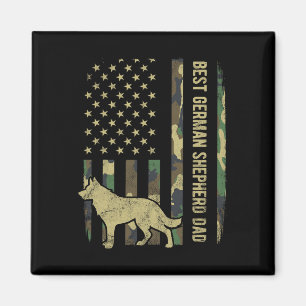 German Shepherd Dog Dad Camouflage American Flag  Magnet