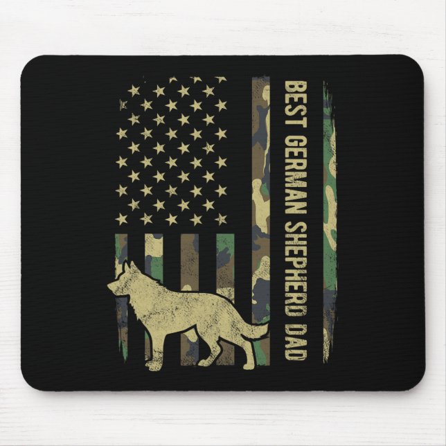 German Shepherd Dog Dad Camouflage American Flag  Mouse Pad (Front)