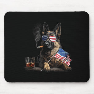 German Shepherd Dog Dad Patriotic Aamerican Flag Mouse Pad