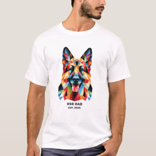 German Shepherd Dog Dad Personalised Low Poly Art T-Shirt