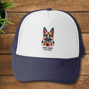 German Shepherd Dog Dad Personalized Low Poly Art Trucker Hat