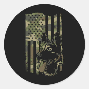 German Shepherd Dog - Dog Lover Shepherd Usa Flag  Classic Round Sticker