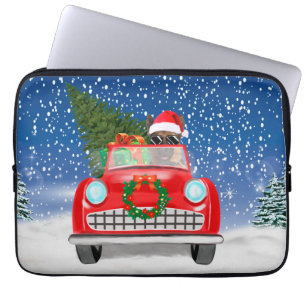 German Shepherd Dog Driving Car In Snow Christmas  Laptop Sleeve