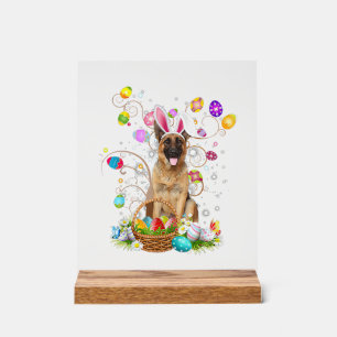 German Shepherd Dog Easter Egg Hunting Basket East Acrylic Sign