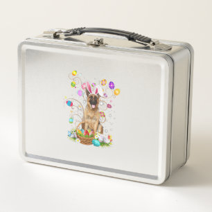 German Shepherd Dog Easter Egg Hunting Basket East Metal Lunch Box
