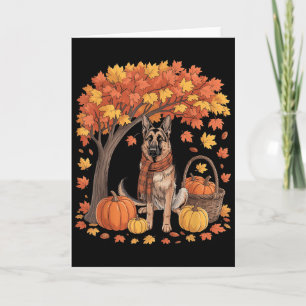 German Shepherd Dog Fall Scarf Pumpkin Autumn Than Card