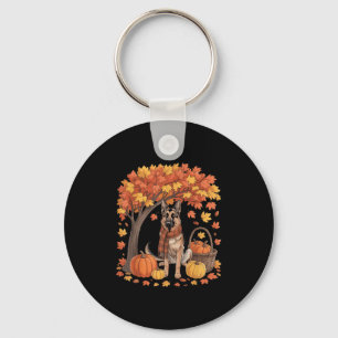 German Shepherd Dog Fall Scarf Pumpkin Autumn Than Key Ring