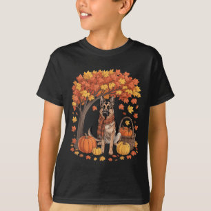 German Shepherd Dog Fall Scarf Pumpkin Autumn Than T-Shirt