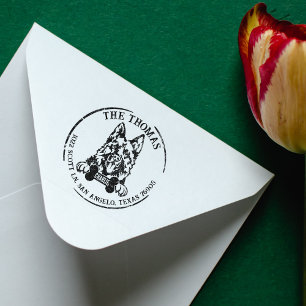German Shepherd Dog Family Return Address Rubber Stamp