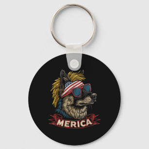 German Shepherd Dog - Funny 4th of July American Key Ring