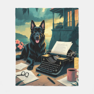 German Shepherd Dog gentleman vintage Fleece Blanket
