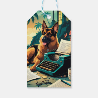 German Shepherd Dog gentleman vintage  Gift Tags