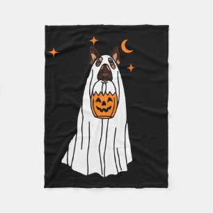 German Shepherd Dog Ghost And Pumpkin Halloween Fu Fleece Blanket