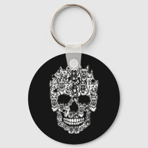 German Shepherd Dog Graphic Halloween Skull Key Ring